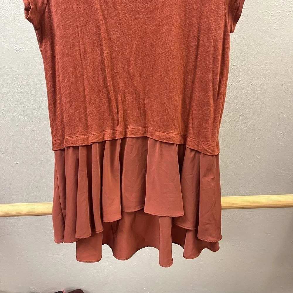 Anthropologie Postmark Top Womens Large Ruffle Peplum Boho Flowy Shirt Tee - Picture 5 of 12